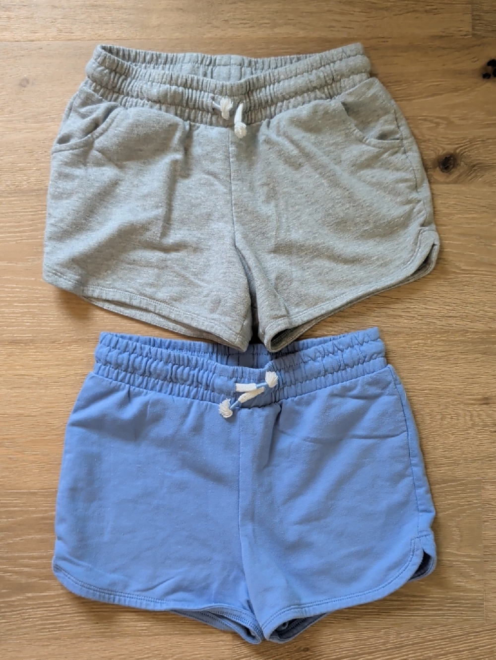 Cat & Jack Girls' Light Blue and Gray Drawstring Shorts - 2 Pack